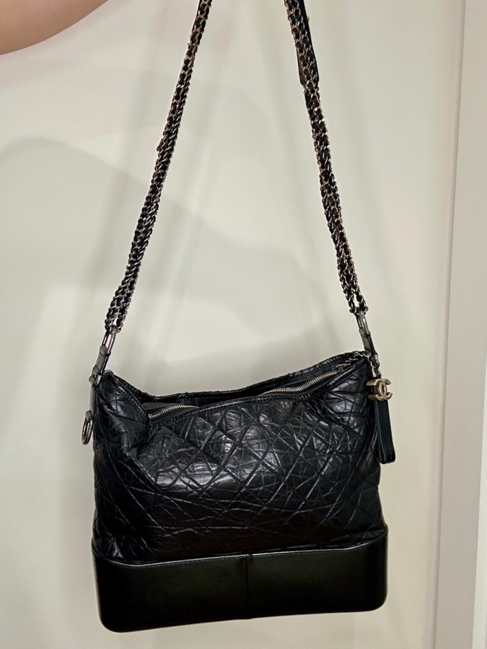 CHANEL Aged Calfskin Quilted Large Hobo Gabrielle Shoulder Bag Bag Black - Picture 3 of 16